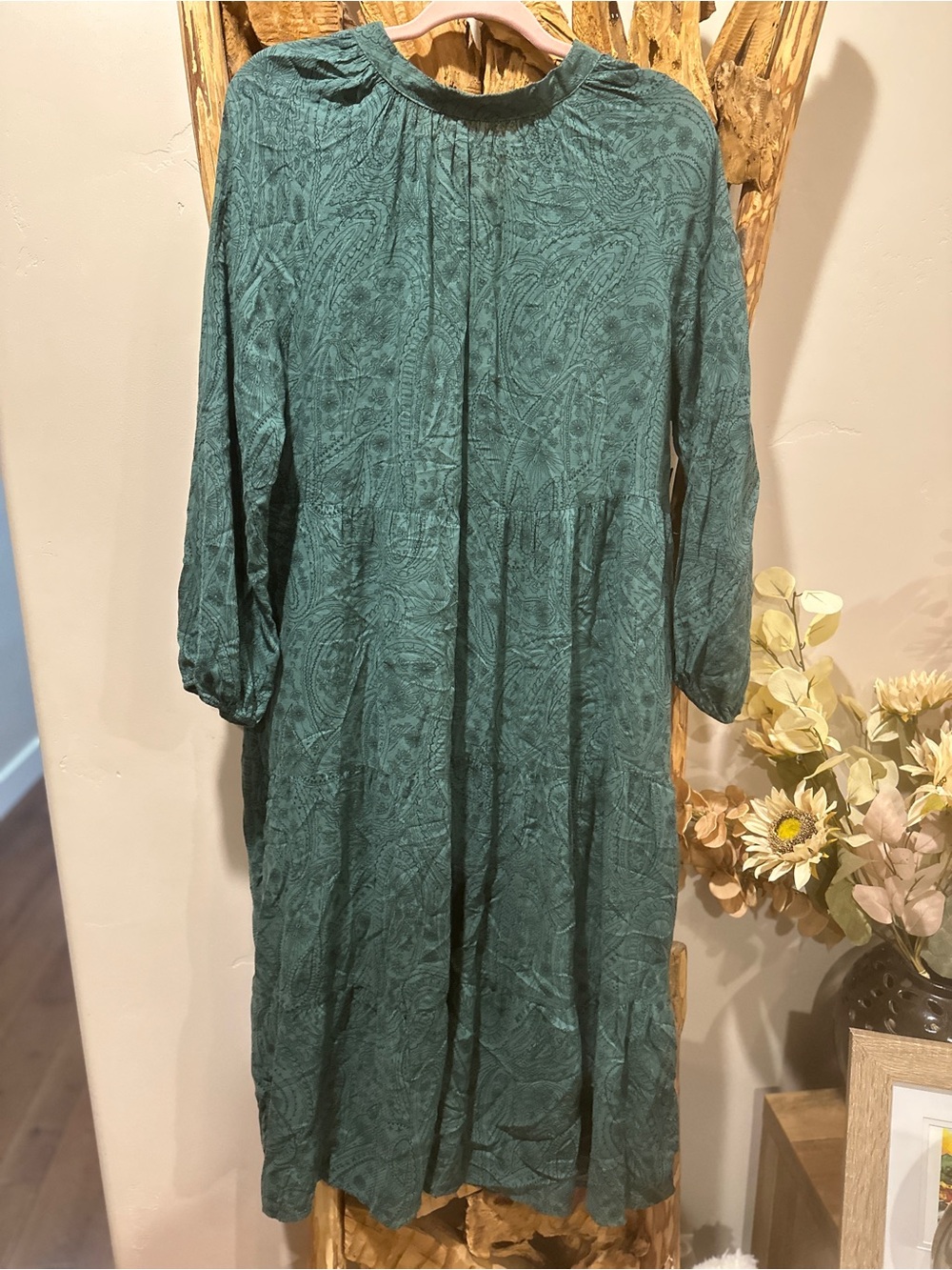 a new day Teal Paisley Long Sleeve Maxi Dress